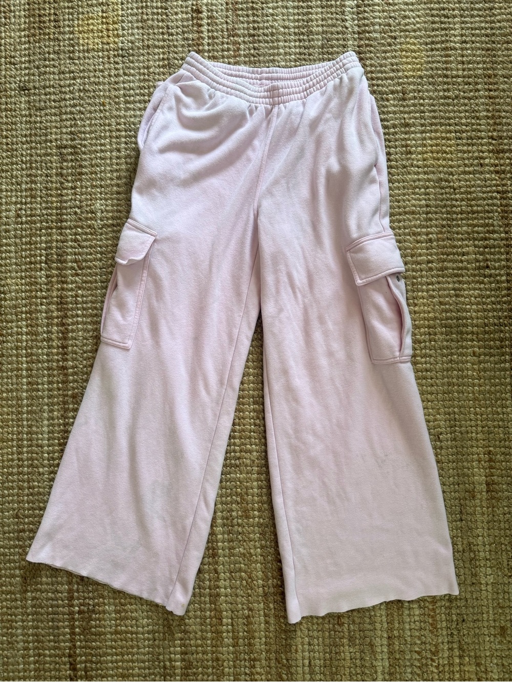 SKIMS Boyfriend Fleece Cargo Sweatpants Wide Leg Pink XXS